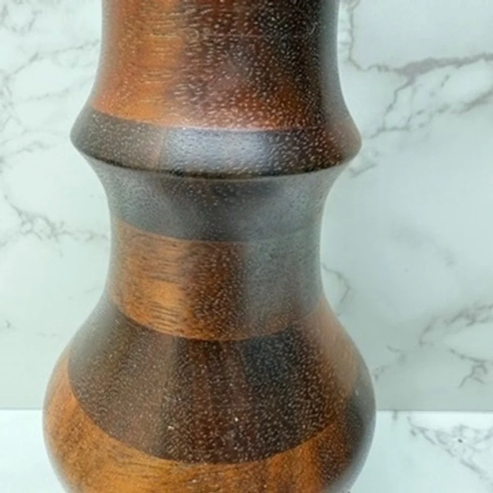 Hand Turned Wood Vase Striped Wood Decor Accent‎ Piece Rich Grain Artist Signed